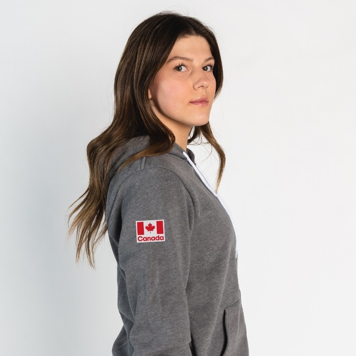 Volleyball Canada Grey Full Zip Hoodie - Image 3