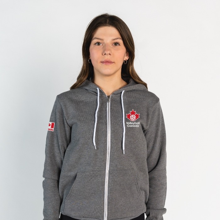 Volleyball Canada Grey Full Zip Hoodie